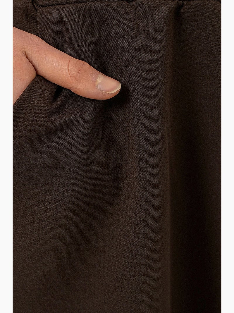 Maxi-rok met hoge taille in a-lijn bdart Chocoladebruin - Kiabi