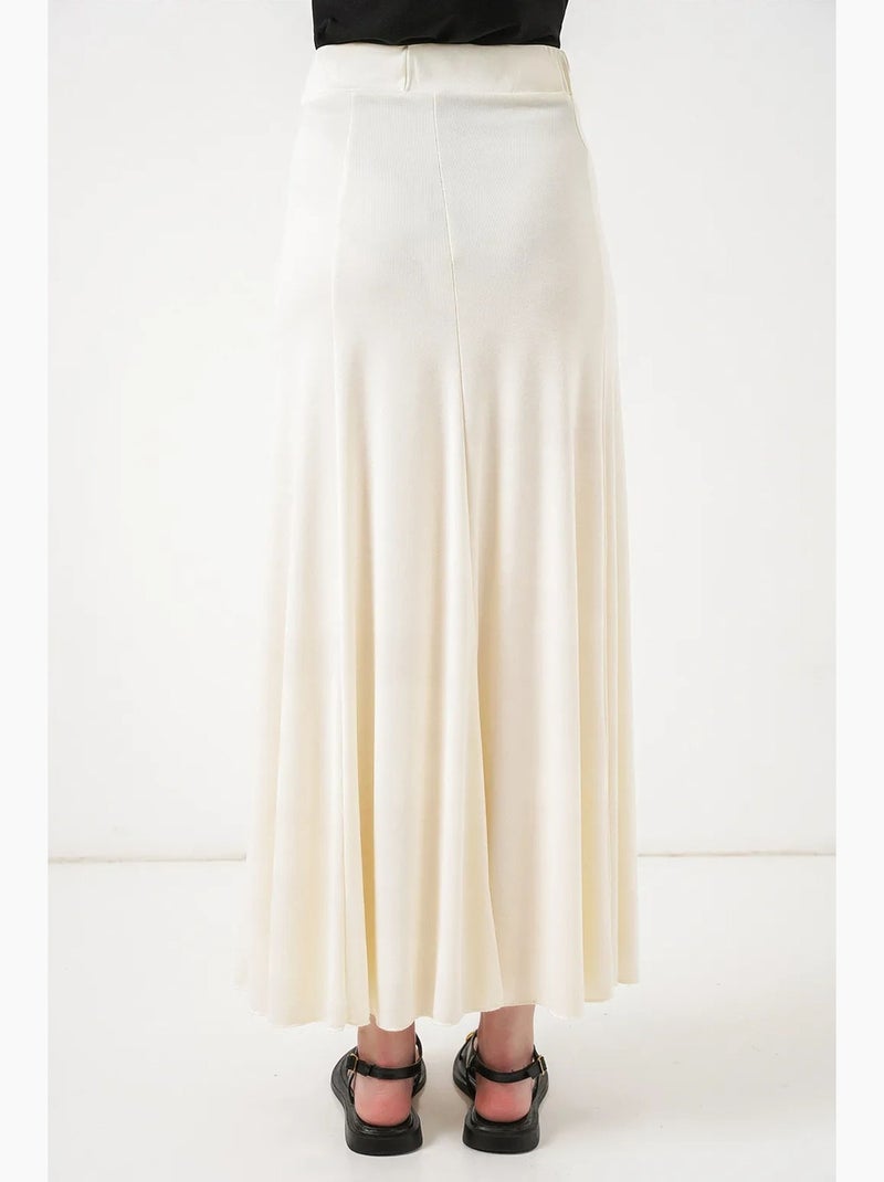 Maxi-rok met hoge taille in a-lijn bdart Ivoor - Kiabi