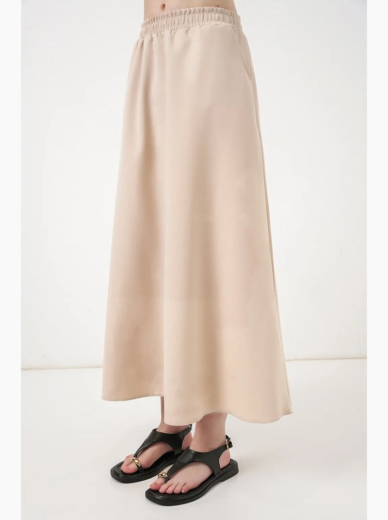 Maxi-rok met hoge taille in a-lijn bdart Klei-beige - Kiabi