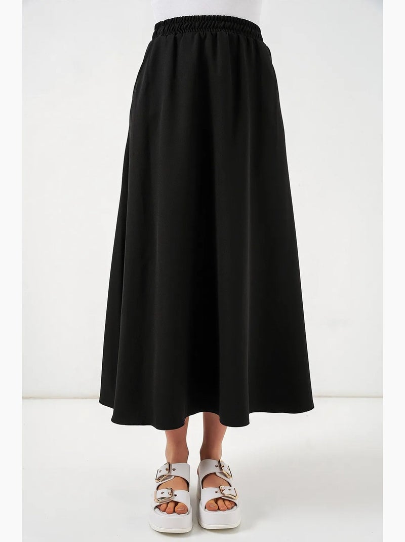 Maxi-rok met hoge taille in a-lijn bdart Zwart - Kiabi