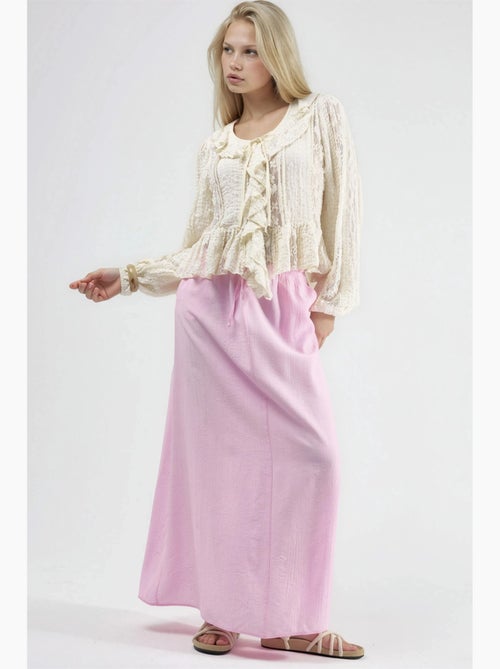 Maxi-rok met hoge taille in a-lijn busem - Kiabi