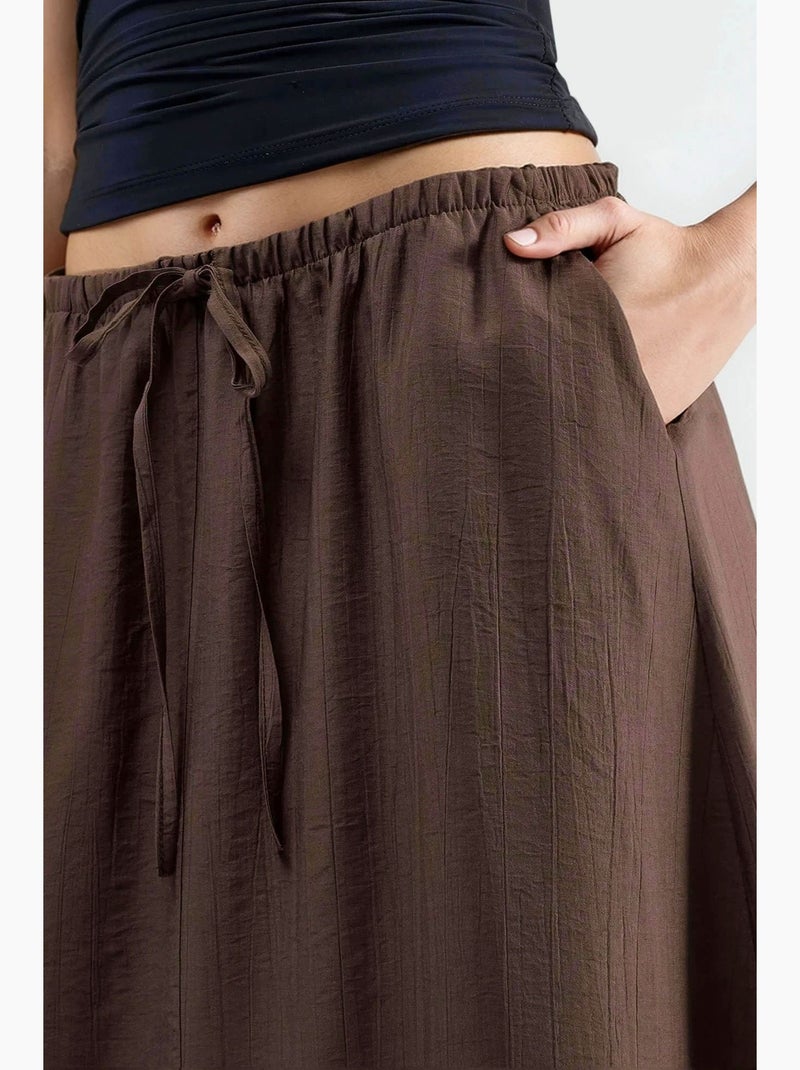 Maxi-rok met hoge taille in a-lijn busem Lichtbruin - Kiabi