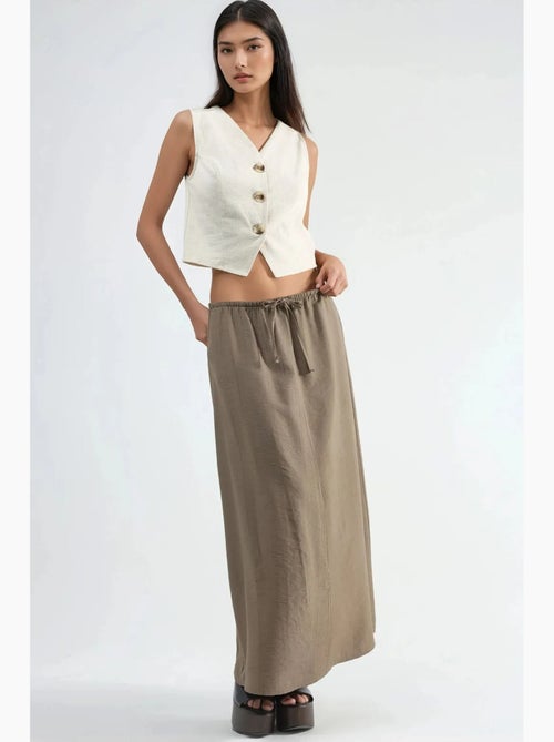 Maxi-rok met hoge taille in a-lijn busem - Kiabi