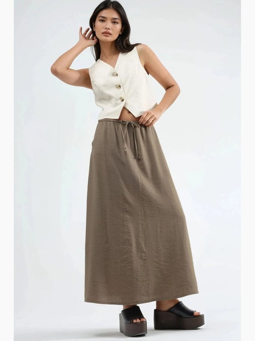 Maxi-rok met hoge taille in a-lijn busem - Kiabi