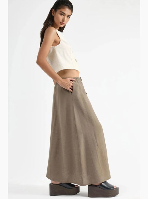 Maxi-rok met hoge taille in a-lijn busem - Kiabi
