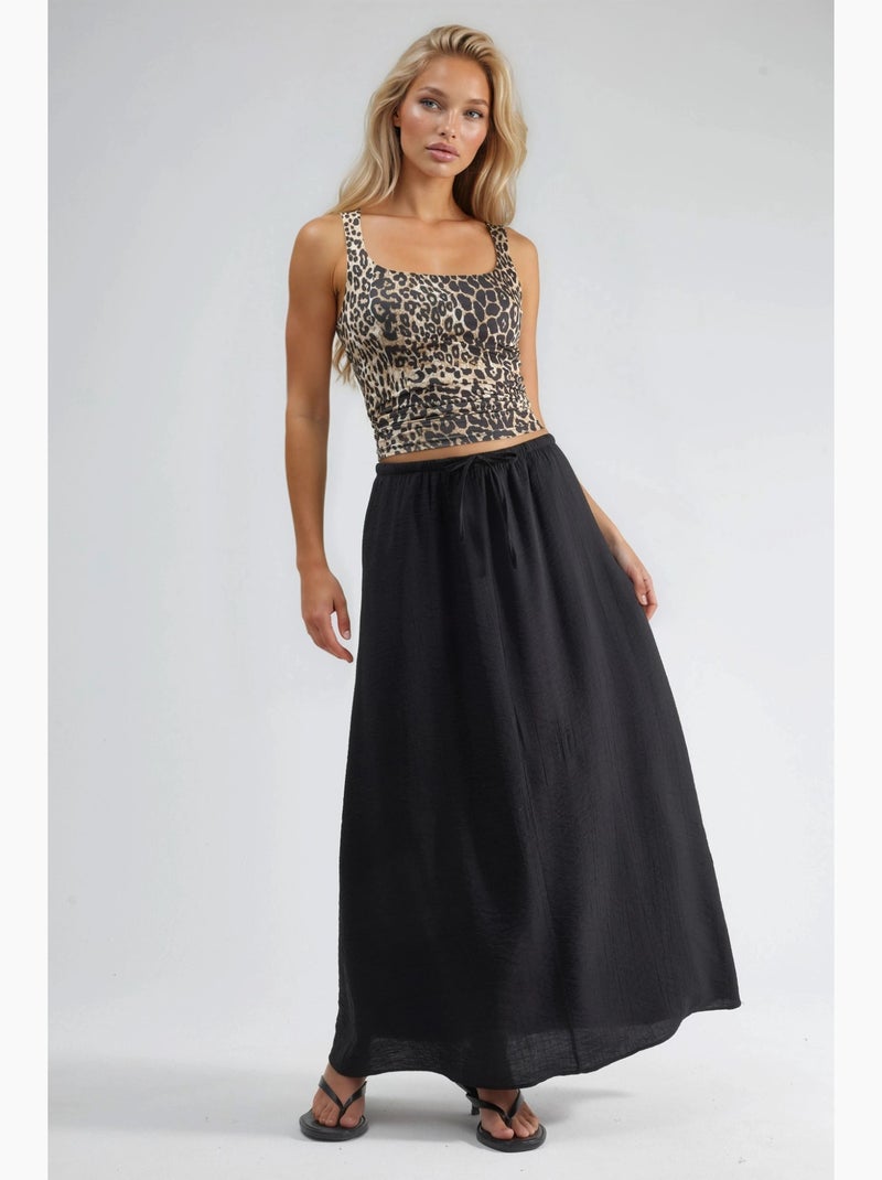 Maxi-rok met hoge taille in a-lijn busem Zwart - Kiabi