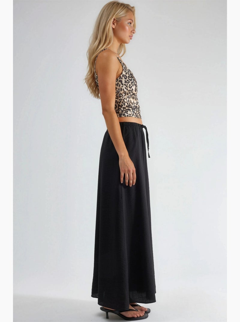 Maxi-rok met hoge taille in a-lijn busem Zwart - Kiabi