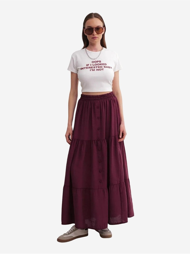 Maxi-rok met hoge taille mixray Bordeauxrood - Kiabi