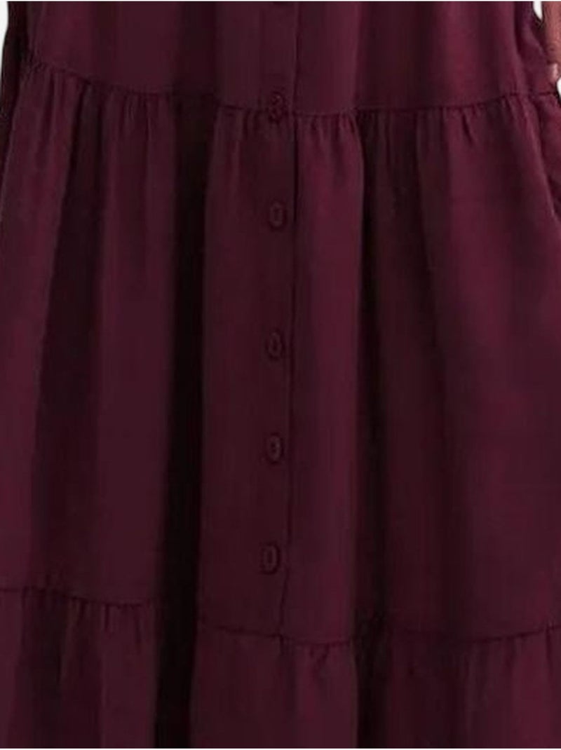 Maxi-rok met hoge taille mixray Bordeauxrood - Kiabi