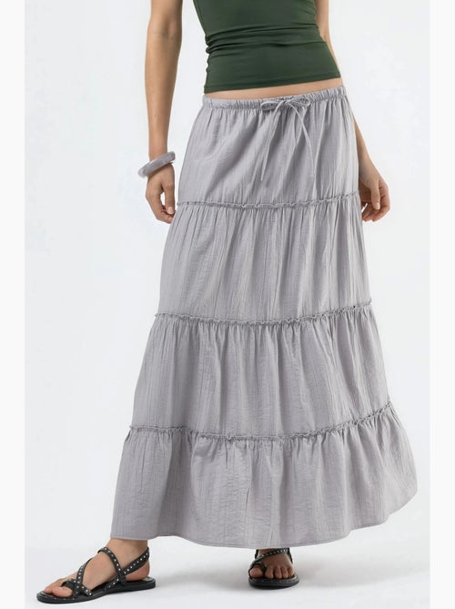 Maxi-rok met hoge taille, textuur en a-lijn busem - Kiabi