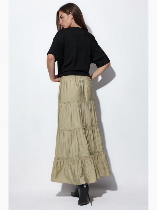 Maxi-rok met hoge taille, textuur en a-lijn busem - Kiabi
