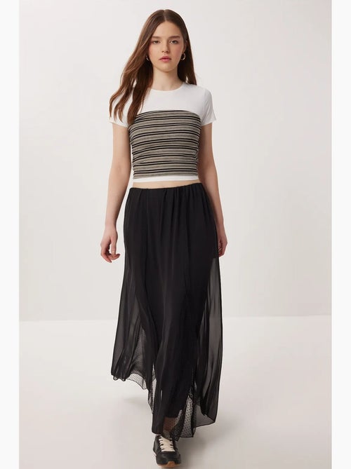 Maxi rok met hoge taille van chiffon istanbul - Kiabi