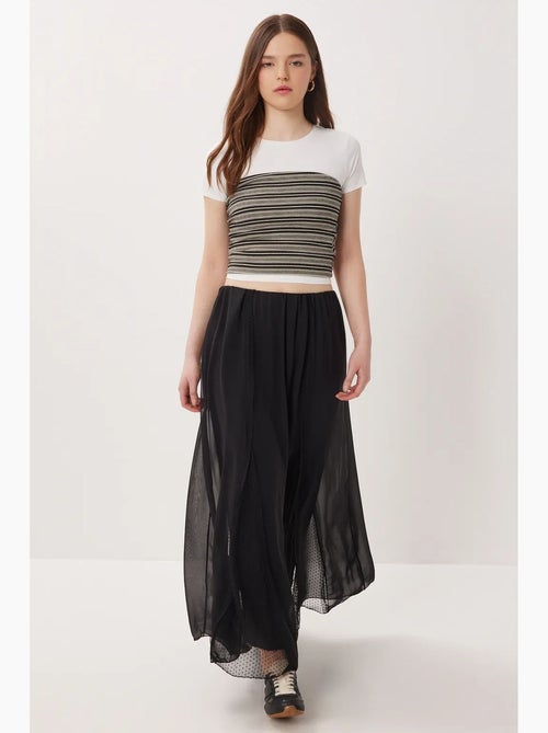 Maxi rok met hoge taille van chiffon istanbul - Kiabi