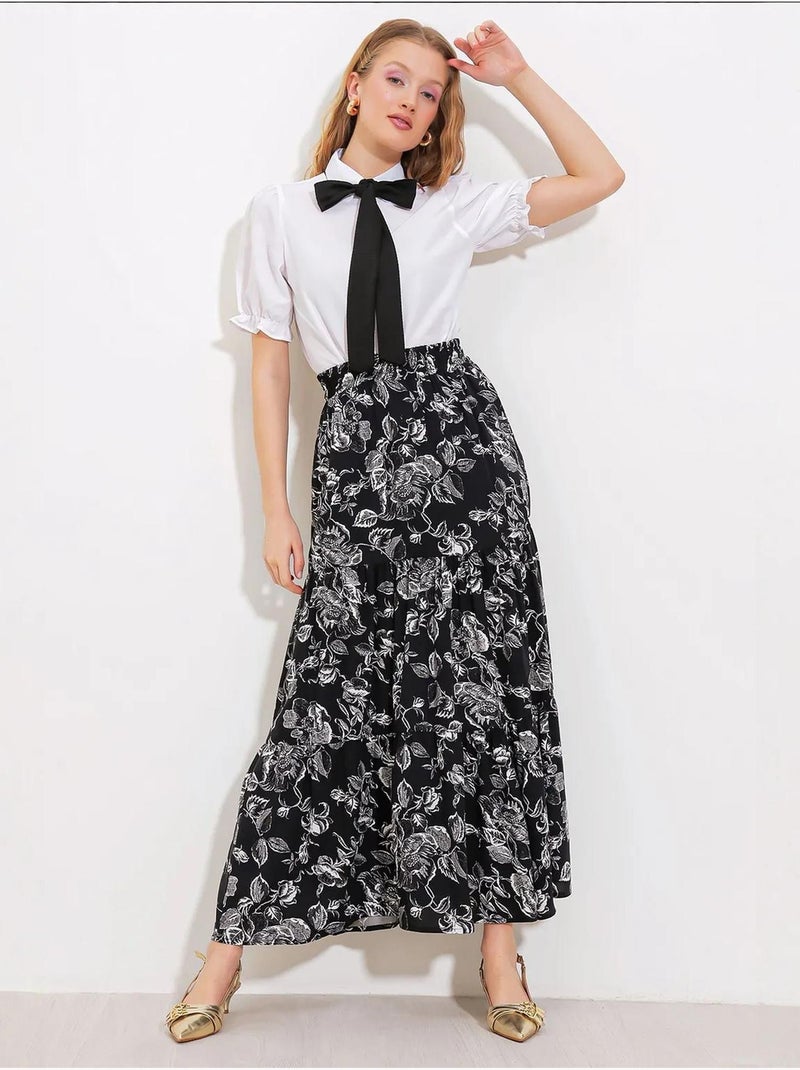 Maxi rok met patroon in relaxed fit bdart Zwart - Kiabi