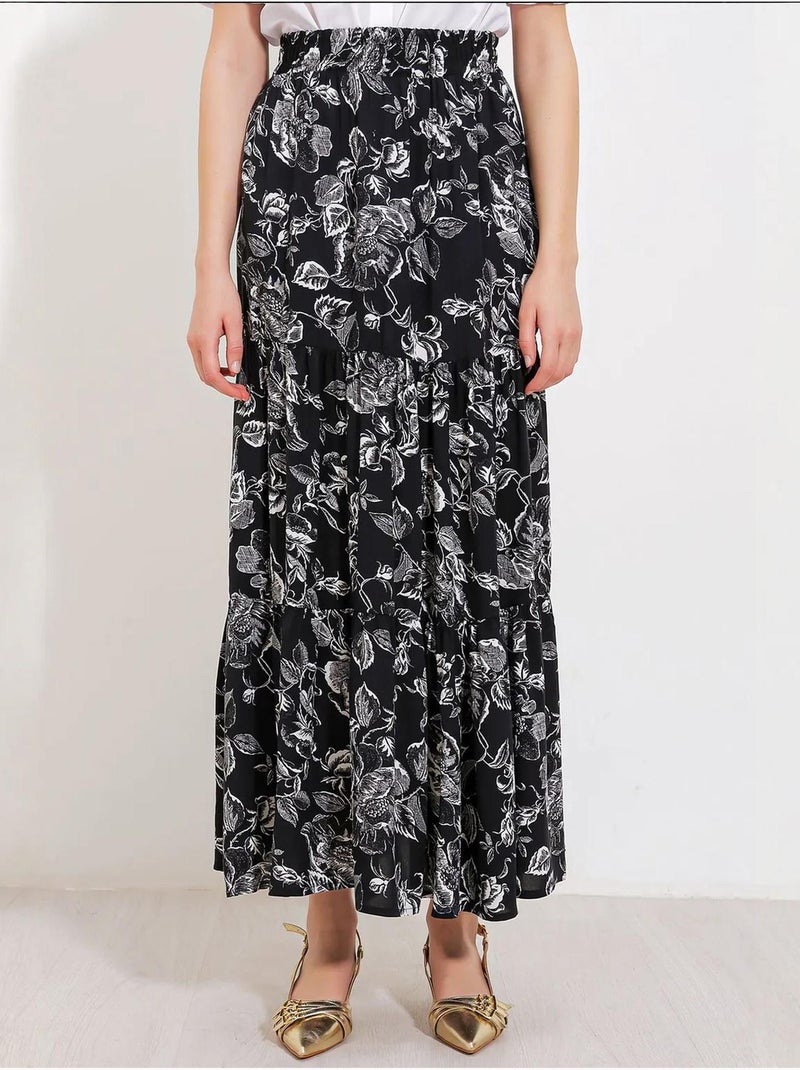Maxi rok met patroon in relaxed fit bdart Zwart - Kiabi