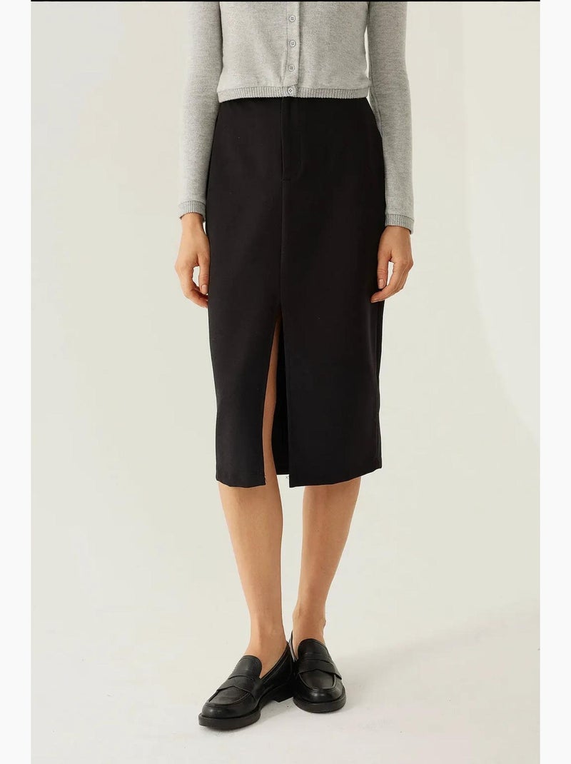 Maxi-rok met split hiccup Zwart - Kiabi