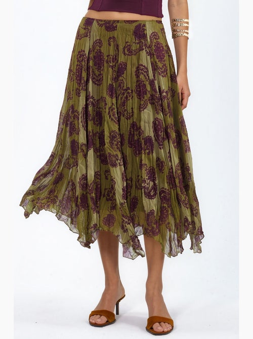 Maxi rok van chiffon met paisleyprint en hoge taille busem - Kiabi