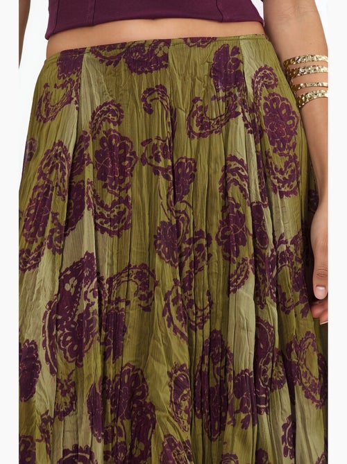 Maxi rok van chiffon met paisleyprint en hoge taille busem - Kiabi