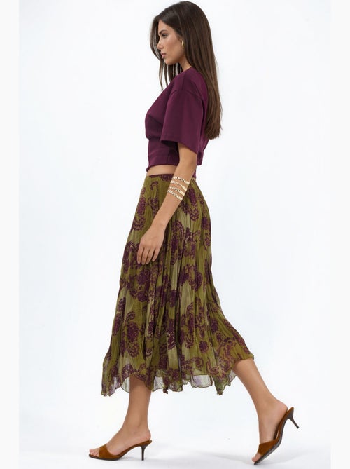 Maxi rok van chiffon met paisleyprint en hoge taille busem - Kiabi