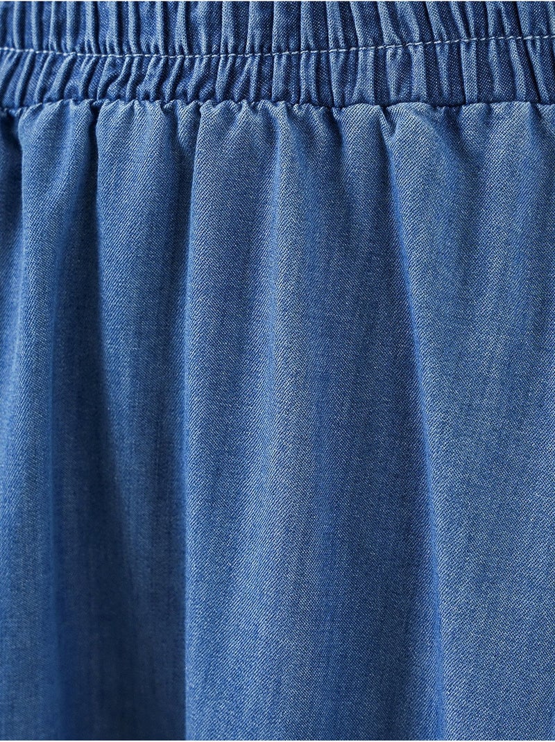 Maxi-rok van denim met hoge taille en a-lijn bdart Blauw - Kiabi