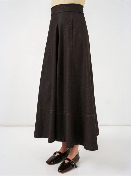 Maxi-rok van denim met hoge taille en a-lijn model, inclusief zakken bdart - Kiabi