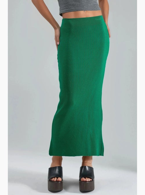 Maxi-rok van geribde gebreide stof met hoge taille my fashion - Kiabi