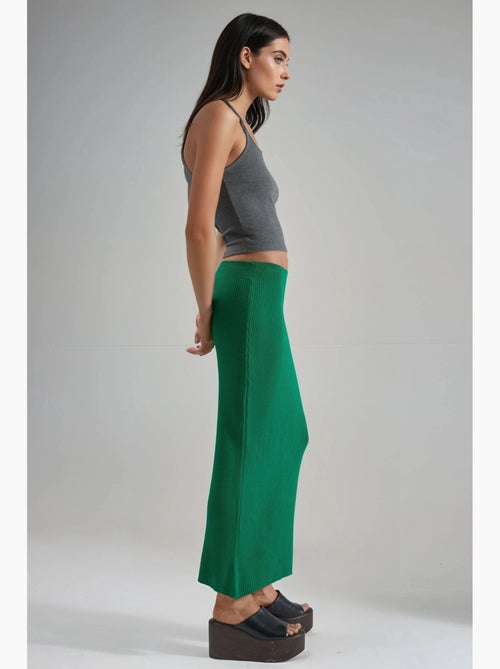 Maxi-rok van geribde gebreide stof met hoge taille my fashion - Kiabi