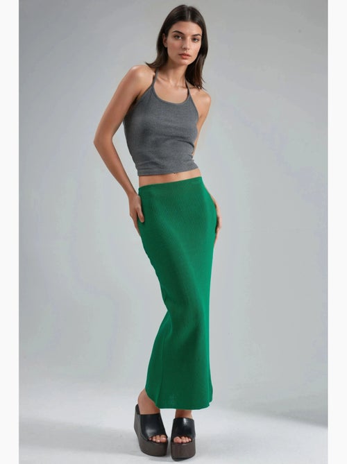 Maxi-rok van geribde gebreide stof met hoge taille my fashion - Kiabi