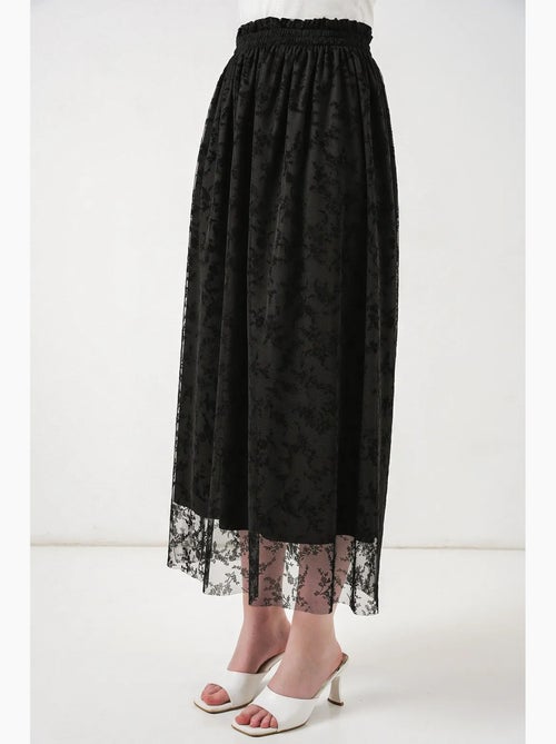 Maxirok in a-lijn met hoge taille en bloemenprint bdart - Kiabi