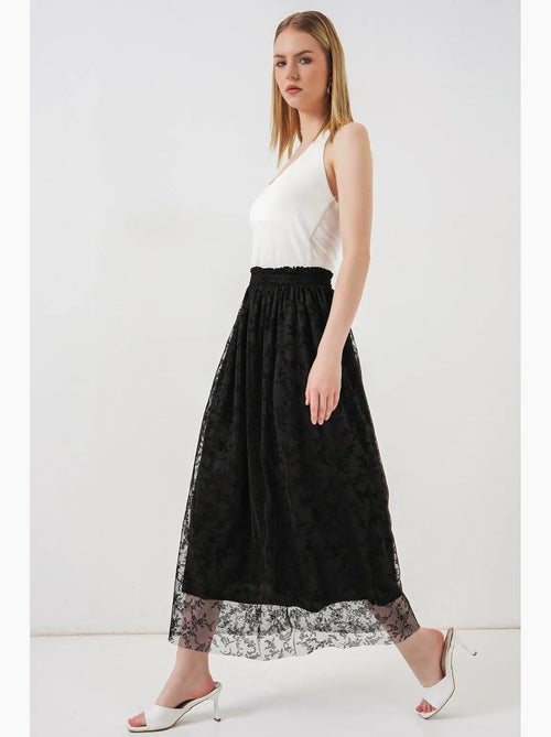 Maxirok in a-lijn met hoge taille en bloemenprint bdart - Kiabi