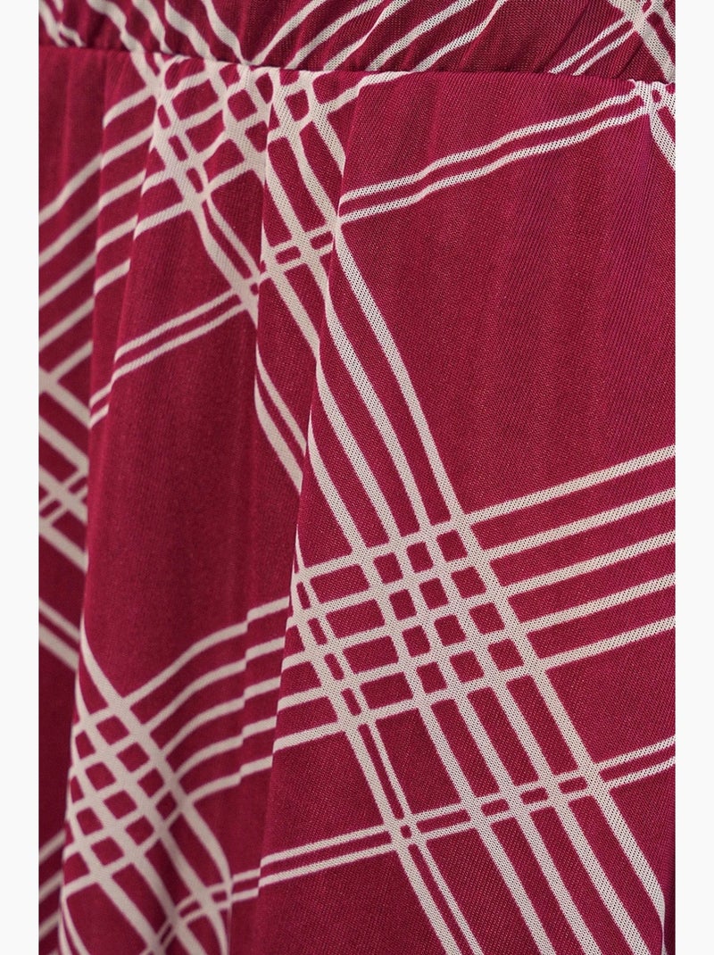Maxirok met bloemenprint en hoge taille bdart Bordeauxrood - Kiabi
