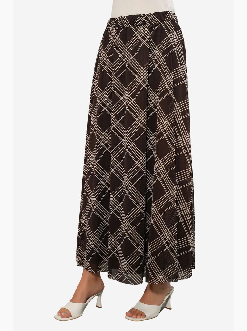 Maxirok met bloemenprint en hoge taille bdart Donkerbruin - Kiabi