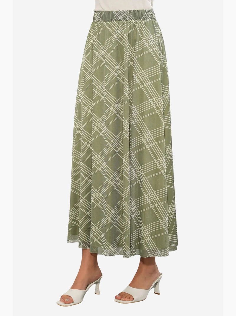 Maxirok met bloemenprint en hoge taille bdart Wit Kaki - Kiabi