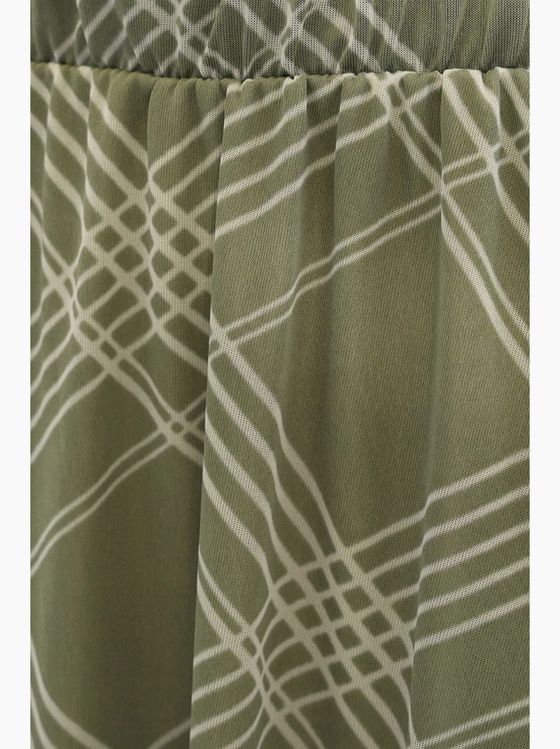 Maxirok met bloemenprint en hoge taille bdart Wit Kaki - Kiabi