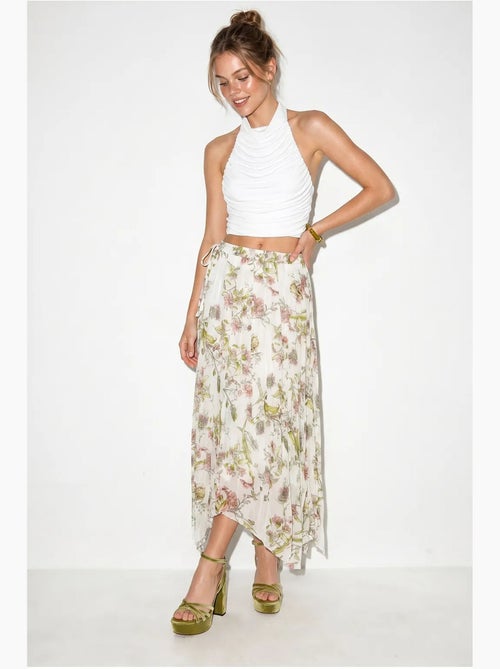 Maxirok met hoge taille en bloemenprint lucci - Kiabi