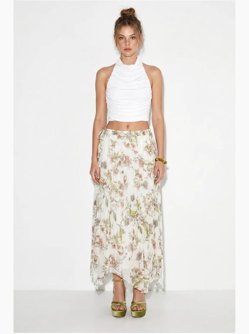 Maxirok met hoge taille en bloemenprint lucci - Kiabi