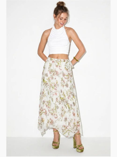 Maxirok met hoge taille en bloemenprint lucci - Kiabi