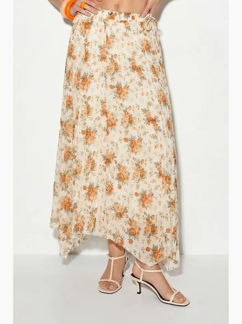 Maxirok met hoge taille en bloemenprint lucci - Kiabi