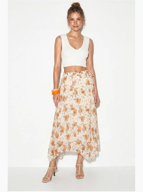 Maxirok met hoge taille en bloemenprint lucci - Kiabi