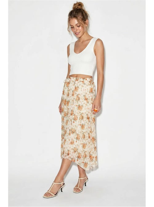 Maxirok met hoge taille en bloemenprint lucci - Kiabi