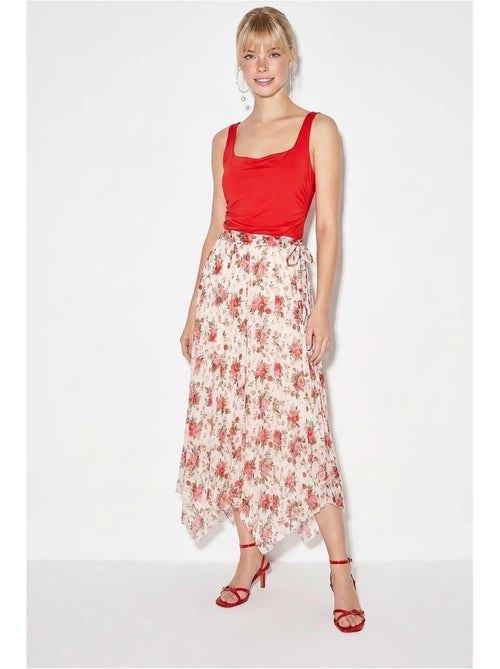 Maxirok met hoge taille en bloemenprint lucci - Kiabi