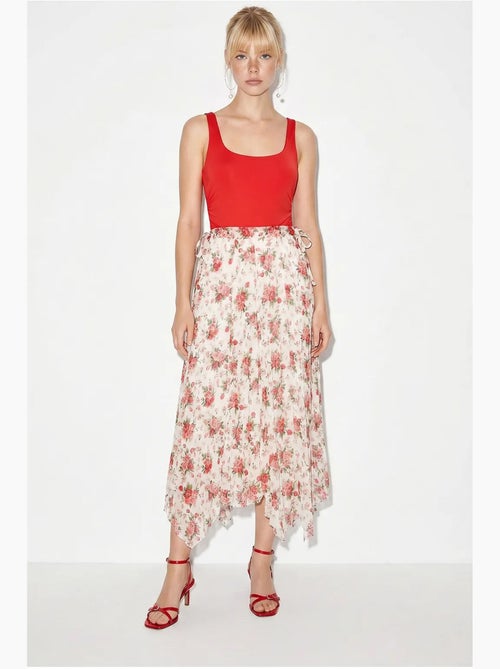 Maxirok met hoge taille en bloemenprint lucci - Kiabi