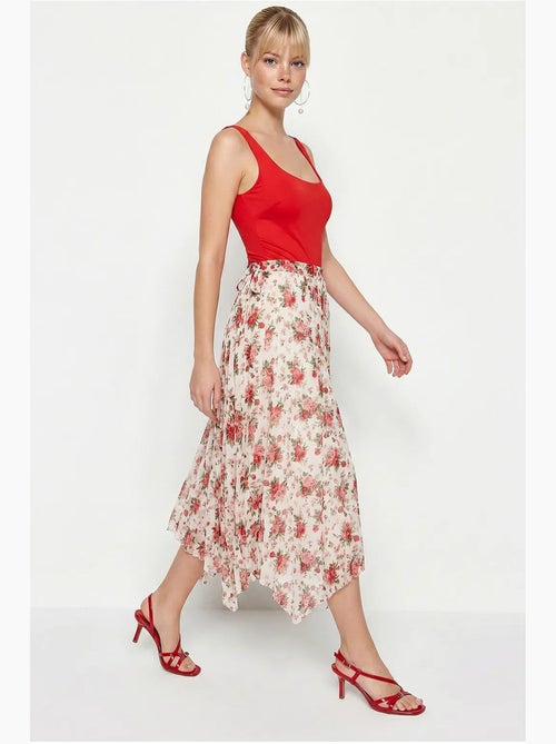 Maxirok met hoge taille en bloemenprint lucci - Kiabi