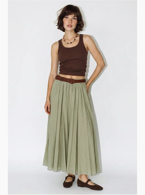 Maxirok met hoge taille en plooien lucci - Kiabi