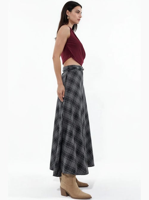Maxirok met ruitpatroon en hoge taille bdart - Kiabi
