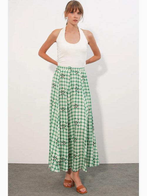 Maxirok met ruitpatroon en hoge taille bdart - Kiabi