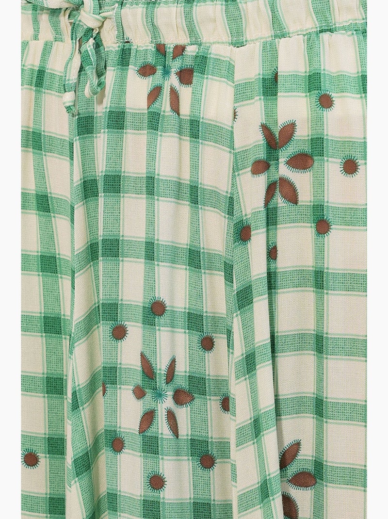 Maxirok met ruitpatroon en hoge taille bdart Muntgroen - Kiabi