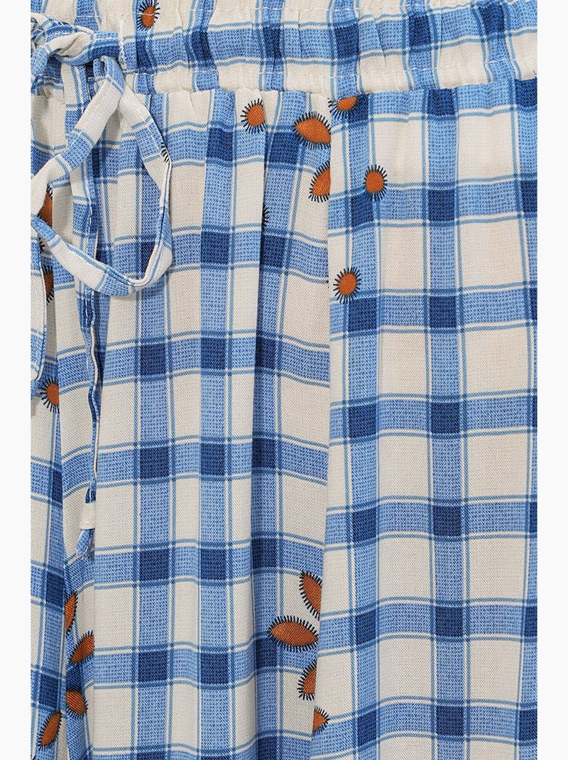 Maxirok met ruitpatroon en hoge taille bdart Wit Blauw - Kiabi