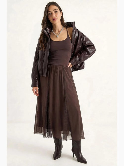 Maxirok van chiffon in a-lijn met hoge taille lucci - Kiabi