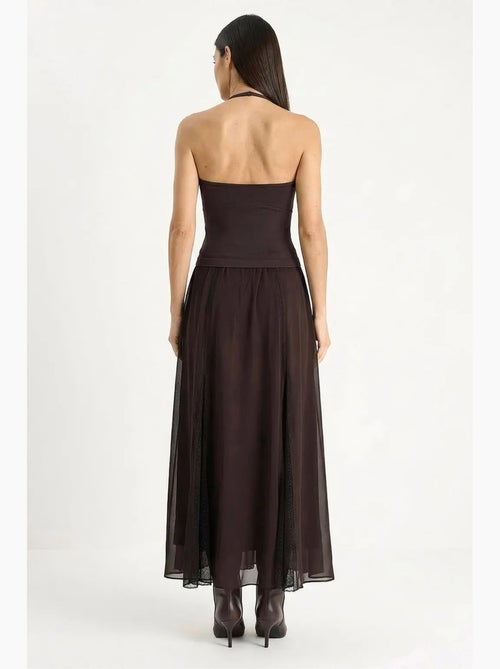 Maxirok van chiffon in a-lijn met hoge taille lucci - Kiabi